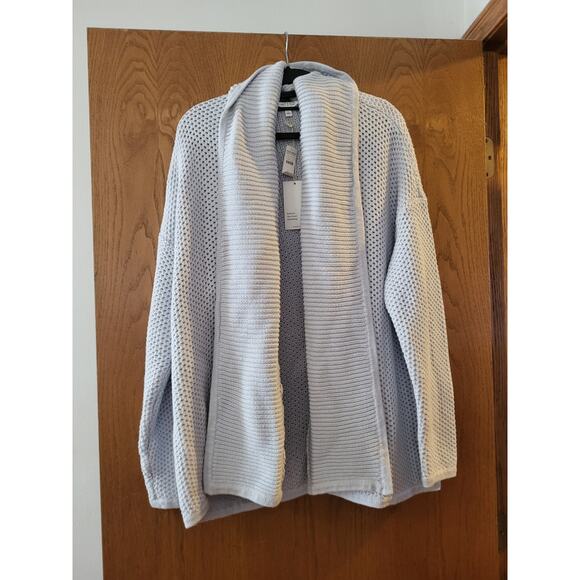 Haven Well Within Organic Cotton Honeycomb Shawl Cardigan Light Blue NWT Large - Picture 2 of 7
